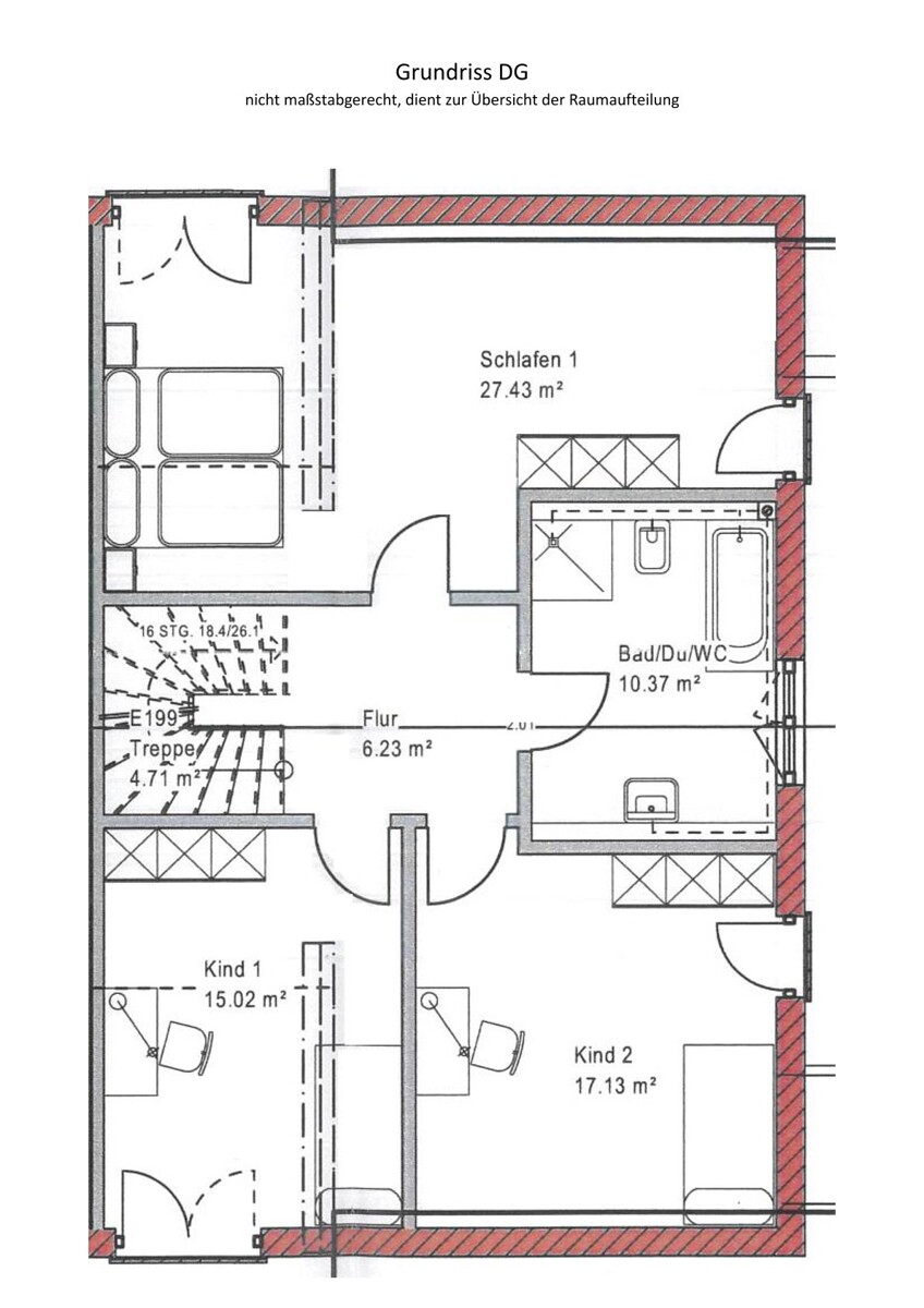 Grundriss Dachgeschoss Doppelhaush�lfte Ilsfeld
