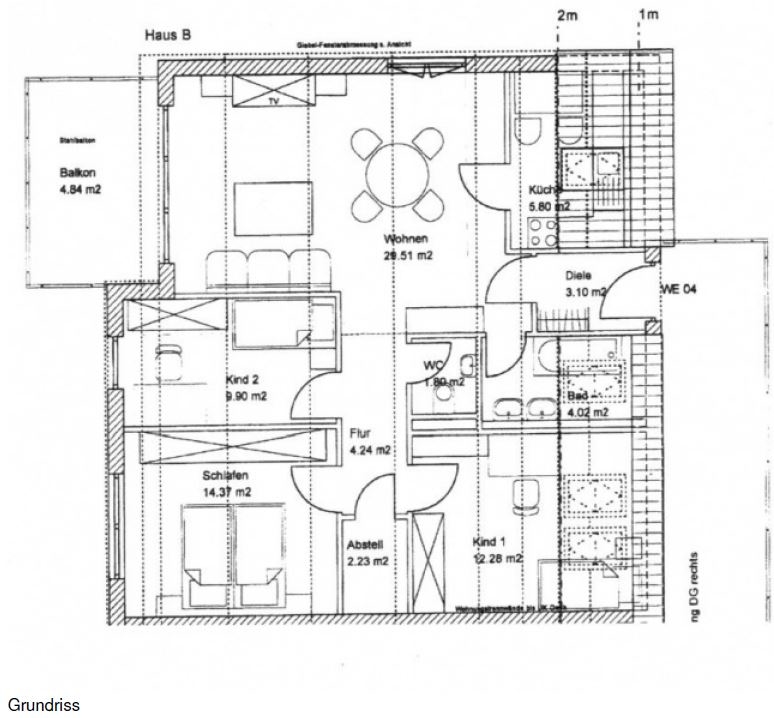 Grundriss Dachgeschosswohnung Neckarsulm