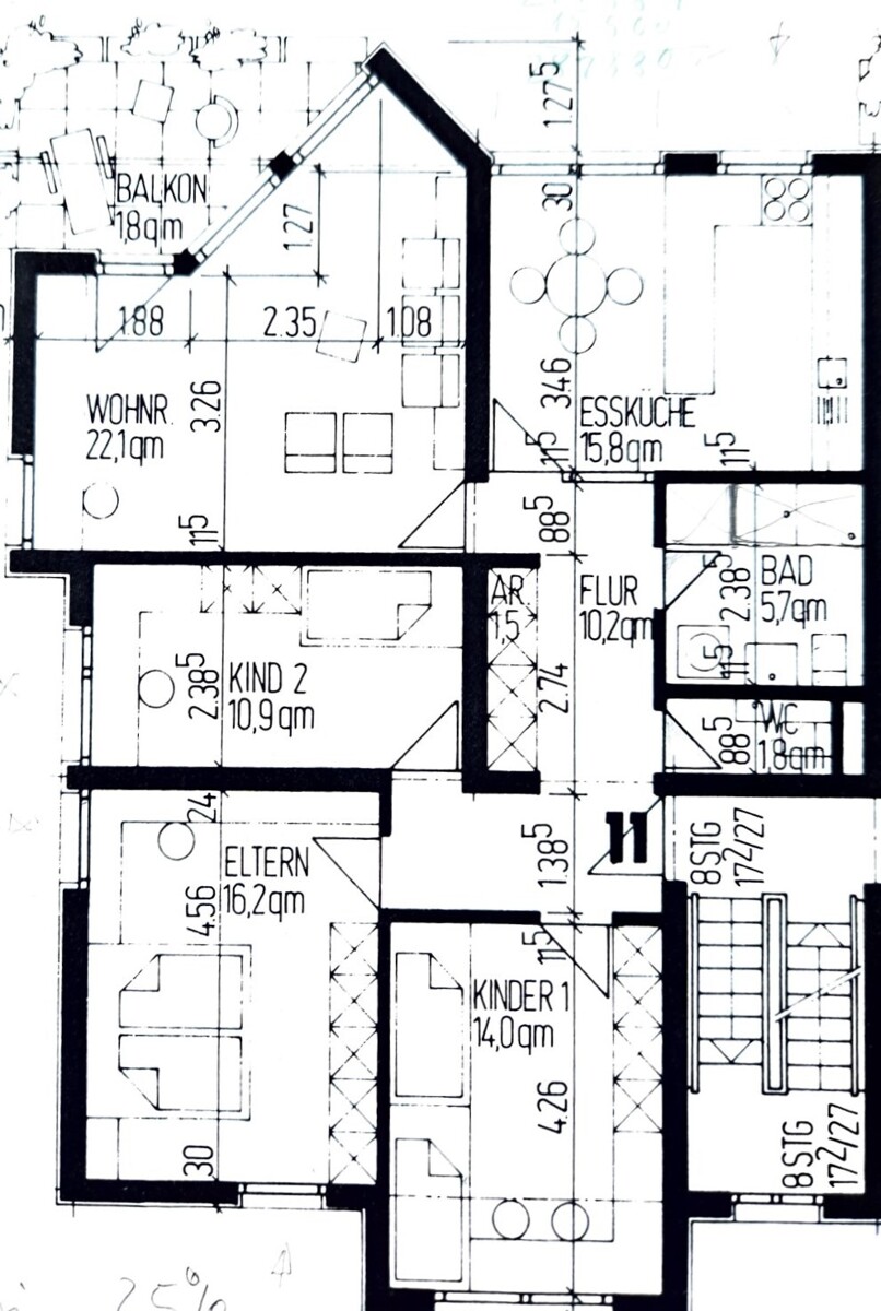 Grundriss Wohnung Nr.11 Etagenwohnung Neckarsulm