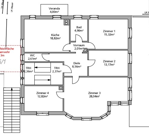 Grundriss Erdgeschoss Etagenwohnung Nordheim